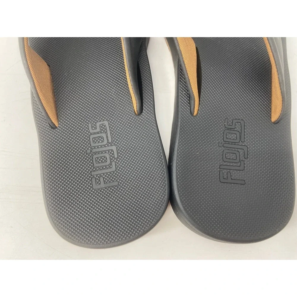 Flojos Flip Flops Mens 8 Black Bajo Casual Beach Summer Comfort Thong Sandals